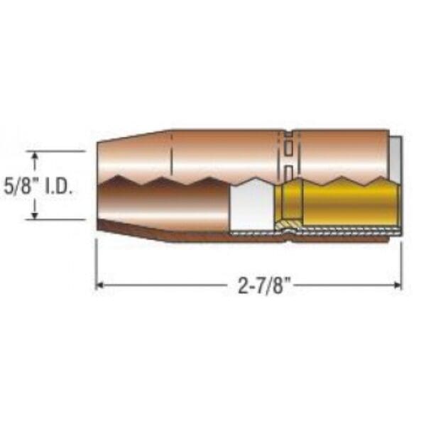 A drawing of a bullet with the length of it's tip.