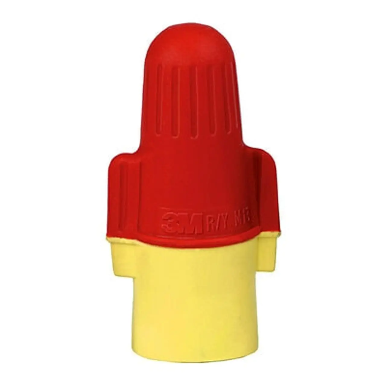 A red and yellow fire hydrant on top of a white surface.