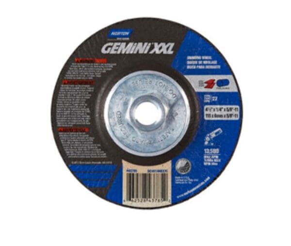 NOR66252843785 Norton 4-1/2" x 1/4" x 5/8"-11 Gemini XXL Aluminum Oxide Grinding Wheel 10 pack.