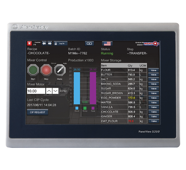 Allen-Bradley 2713P-T7WD1 PanelView 5310 7" Widescreen Touch Graphic Terminal, 24V DC