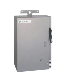 Electrical control panel with handle and buttons.